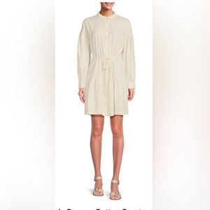 NWT Alex Marie Linen Blend Dress NWT Sz 6  wife Cream Button Front Tiered A-Line